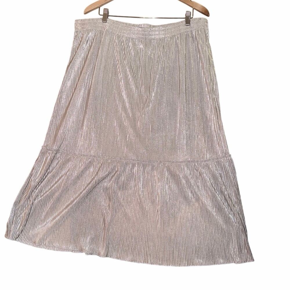 Time and tru gold shimmer mini pleated tiered long skirt plus size XXL whimsical